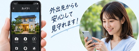 スマートフォンで防犯カメラ映像を確認するイメージ
